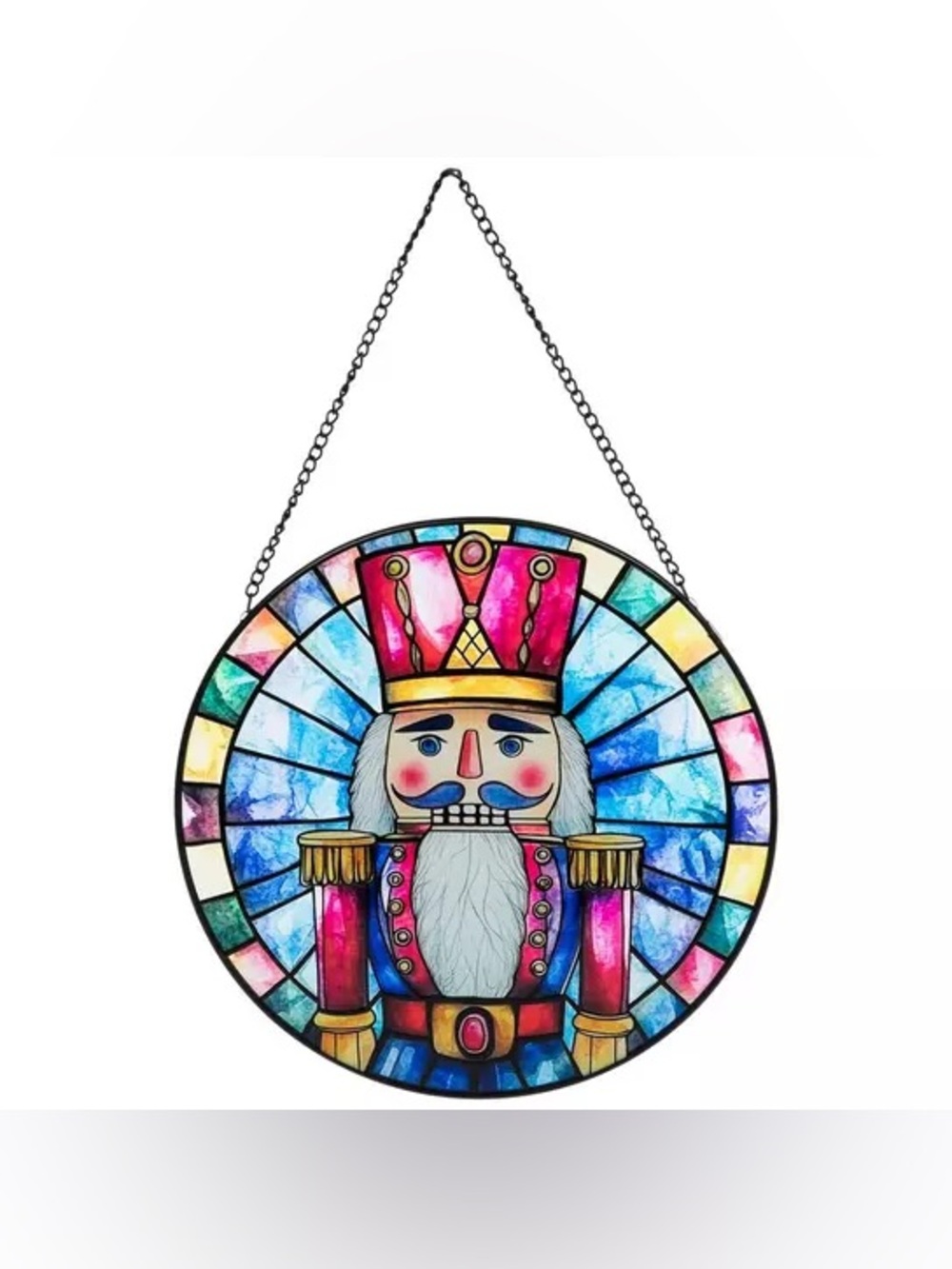 Nutcracker Stained Glass Round Wall Decor